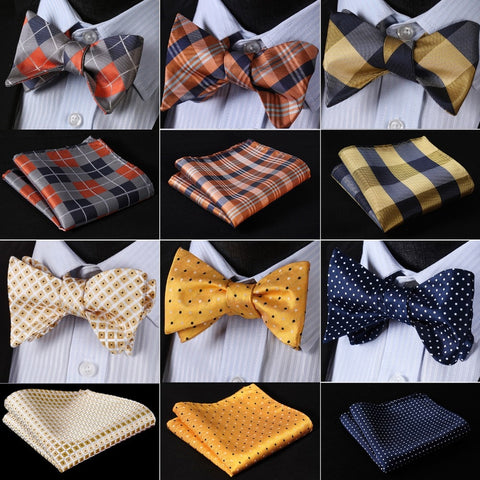 100%Silk BowTie w/ Pocket Square Handkerchief Fashion - by Goodies Realm
